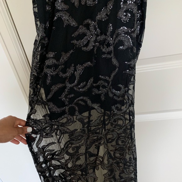 Black sheer floor length dress - Picture 7 of 8